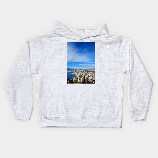 Benidorm Skyline Cityscape Costa Blanca Spain Kids Hoodie by AndyEvansPhotos